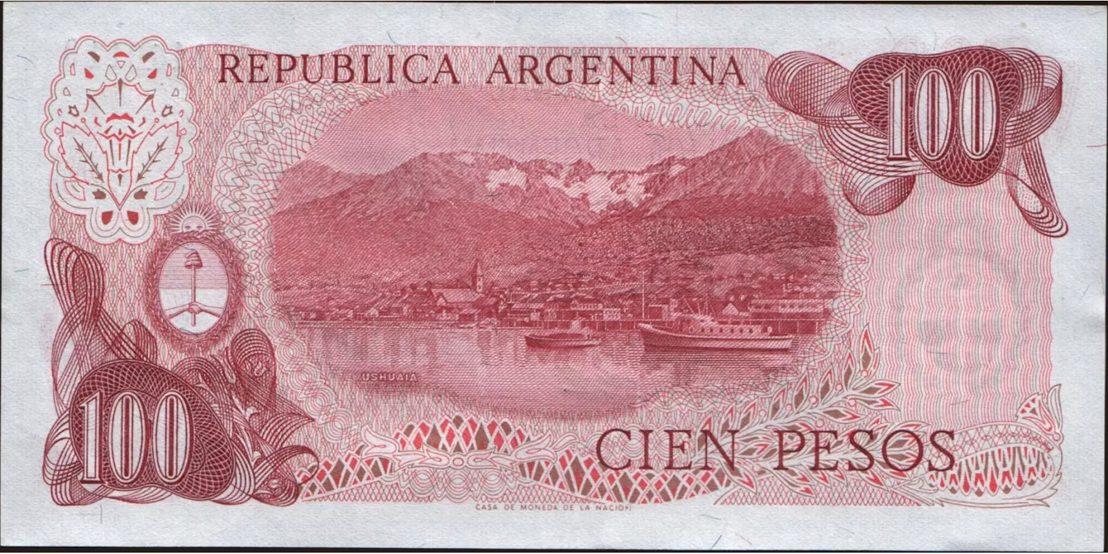 100 pesos Аргентина 1976 — Оборотная сторона