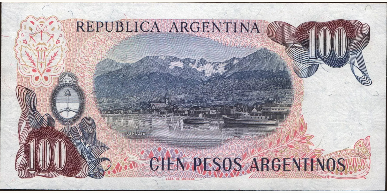 100 pesos Аргентина 1983 — Оборотная сторона