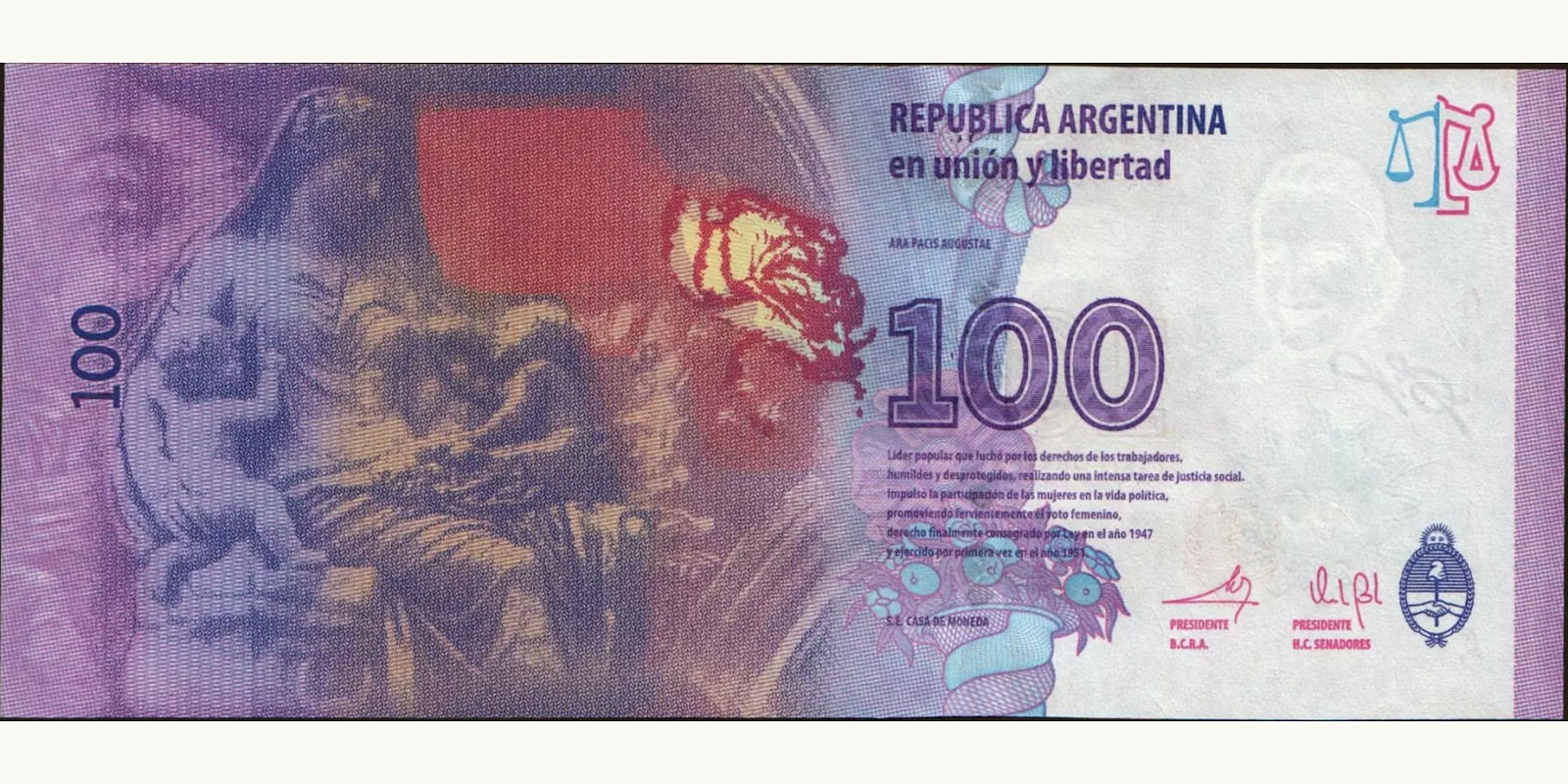 100 pesos Argentina 2012 — Back side