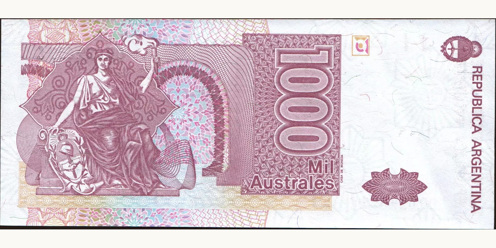 1000 australes Аргентина 1988 — Оборотная сторона