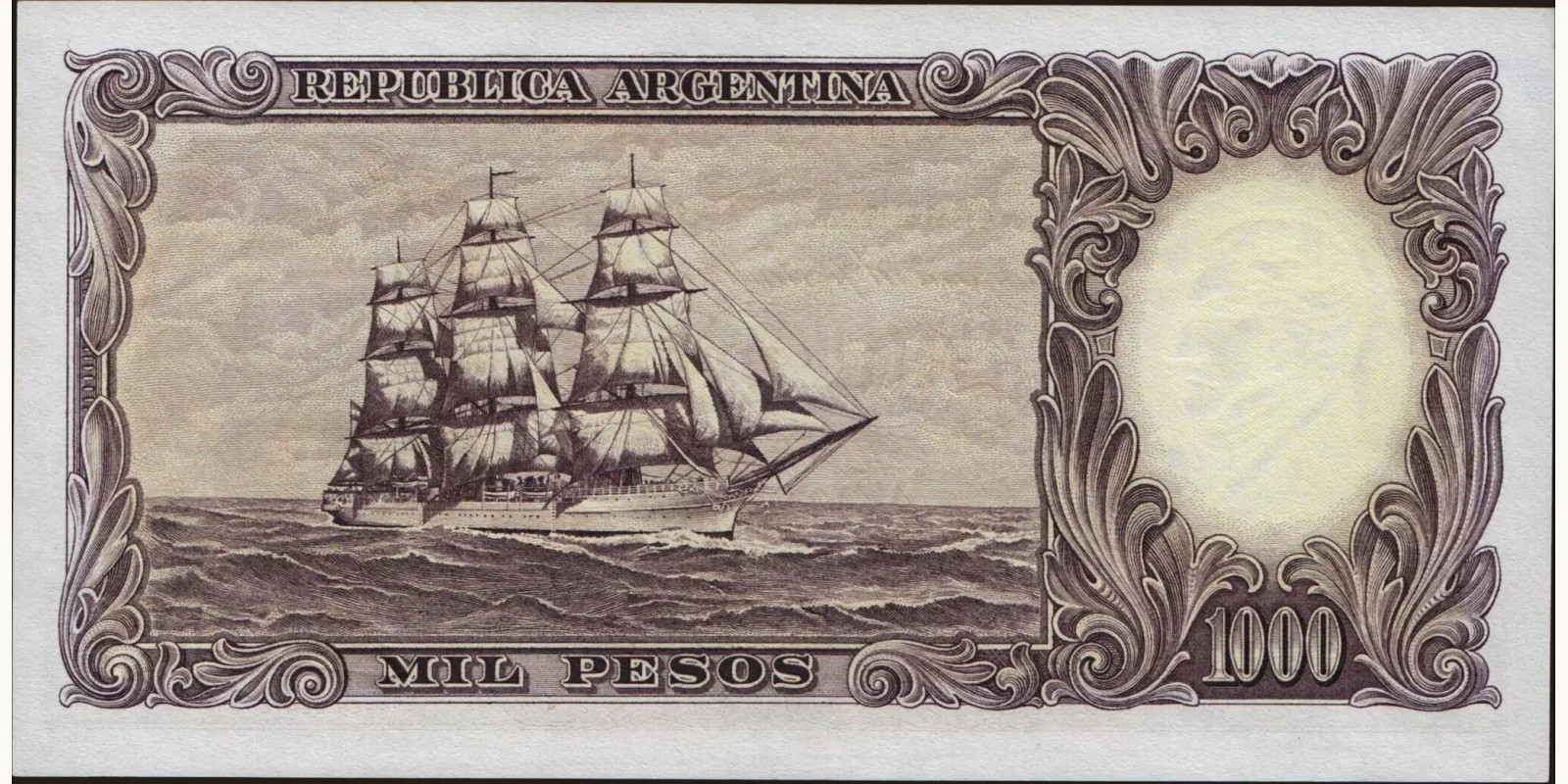 1000 pesos Аргентина 1955 — Оборотная сторона