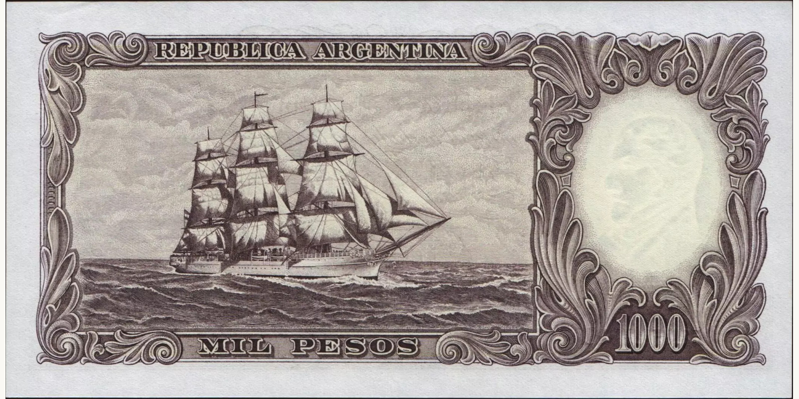 1000 pesos Argentina 1966 — Back side