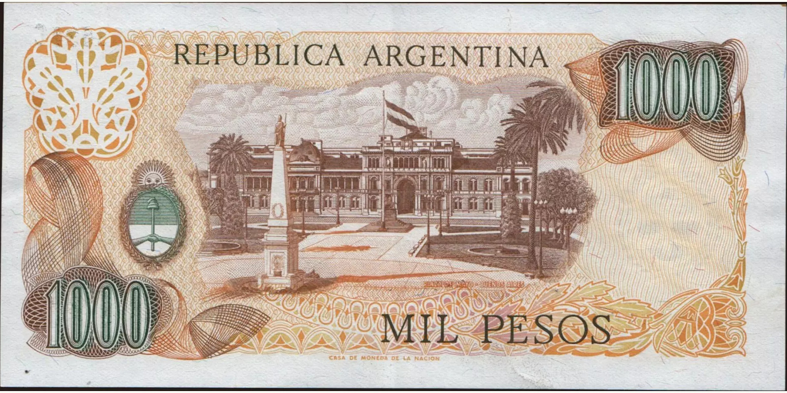 1000 pesos Аргентина 1973 — Оборотная сторона