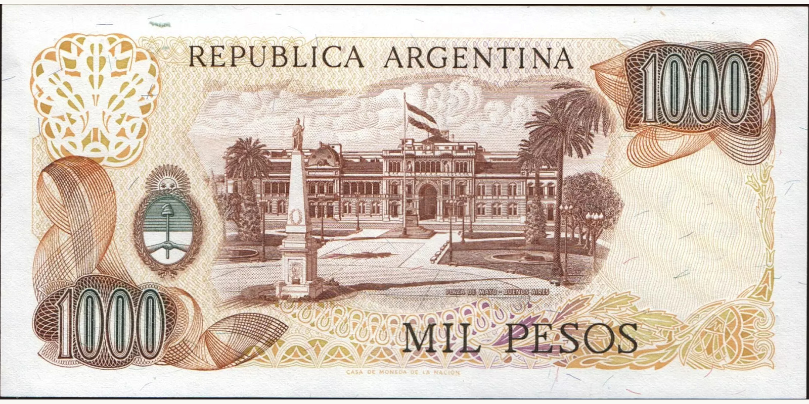 1000 pesos Аргентина 1976 — Оборотная сторона