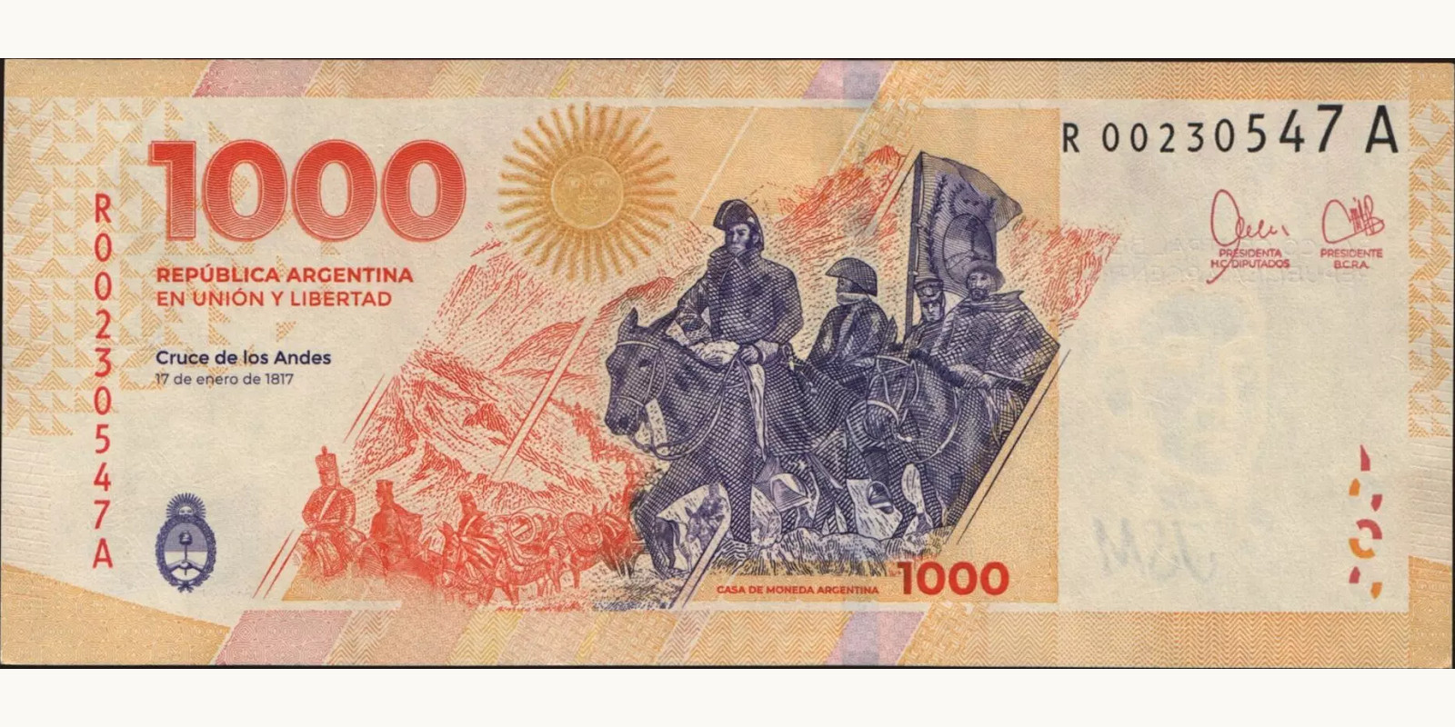 1000 pesos Аргентина 2023 — Оборотная сторона