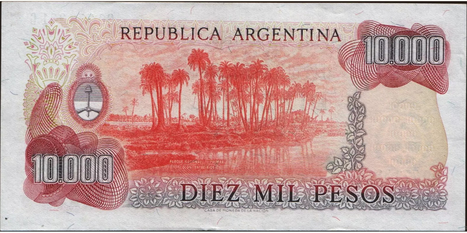 10000 pesos Argentina 1976 — Back side