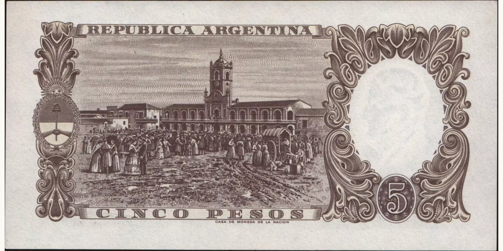 5 pesos Аргентина 1960 — Оборотная сторона