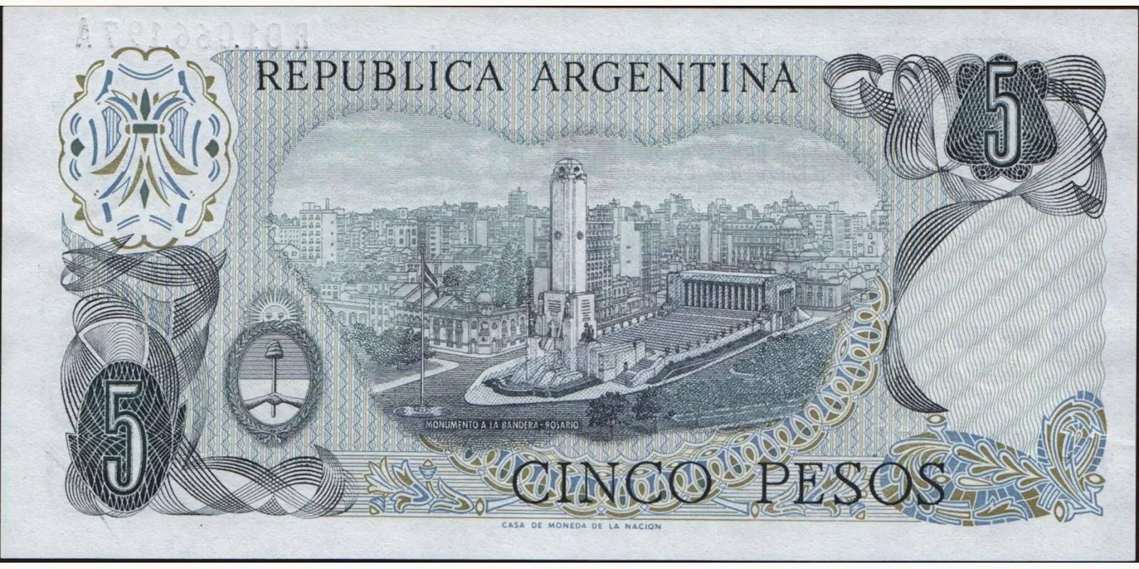 5 pesos Аргентина 1974 — Оборотная сторона