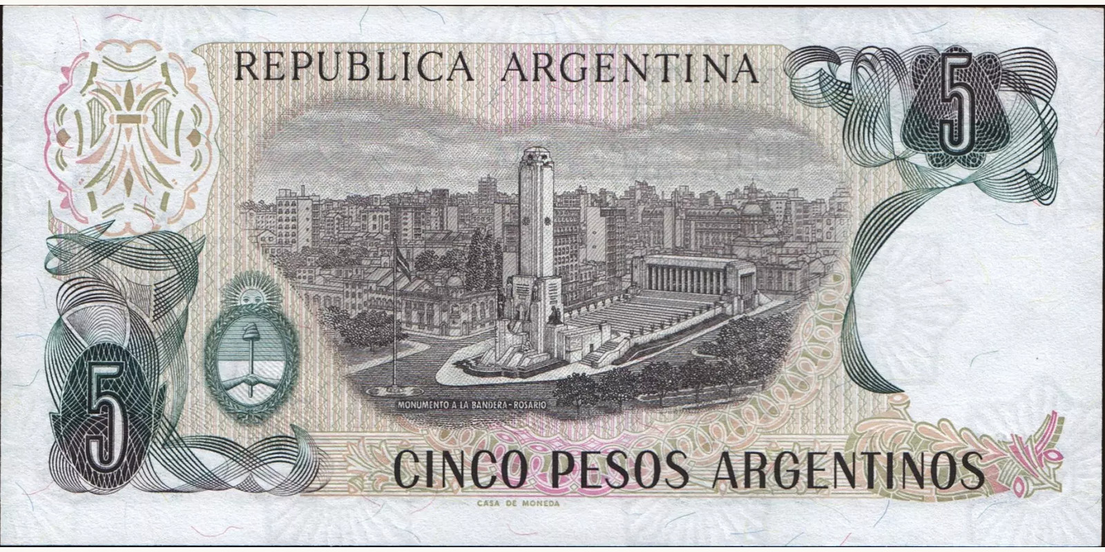 5 pesos Argentina 1983 — Back side