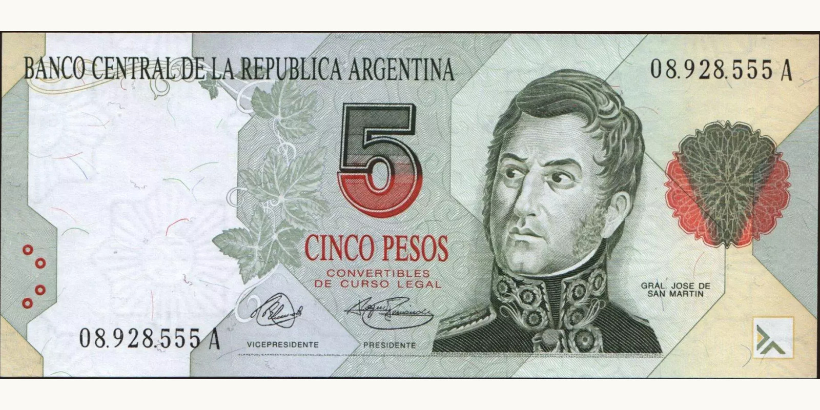 5 pesos 1992