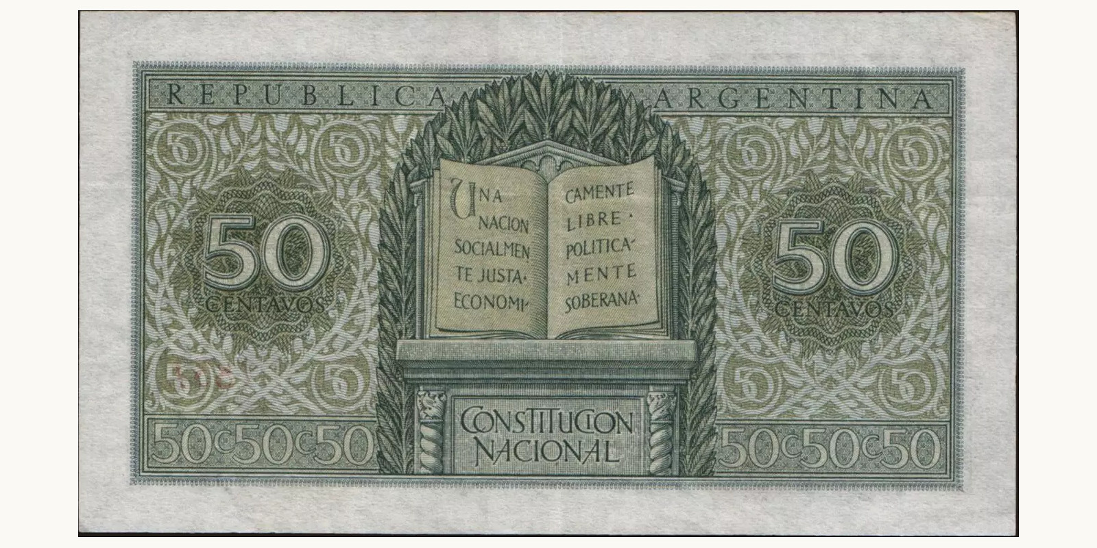 50 centavos Argentina 1950 — Back side