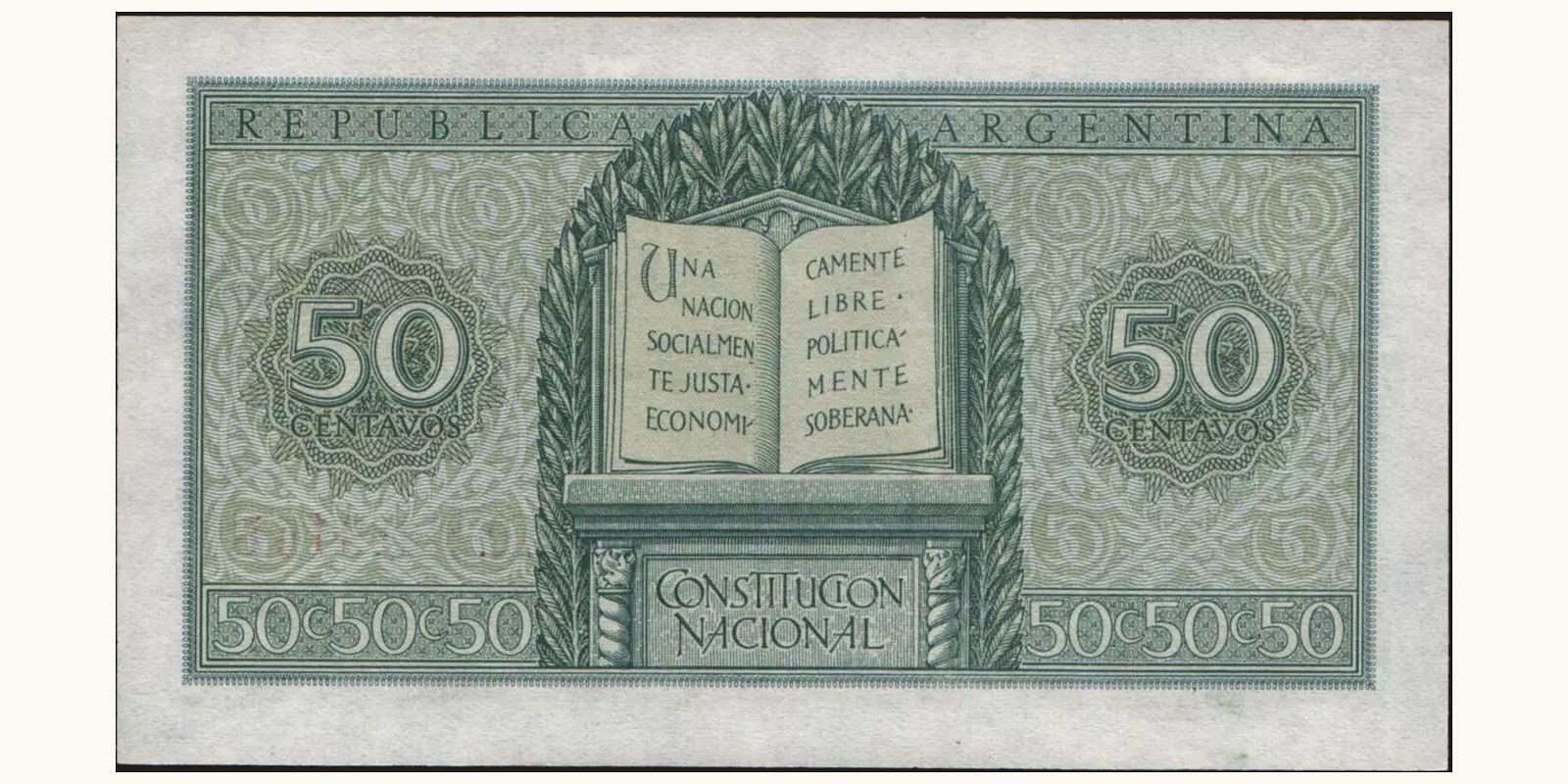 50 centavos Argentina 1951 — Back side