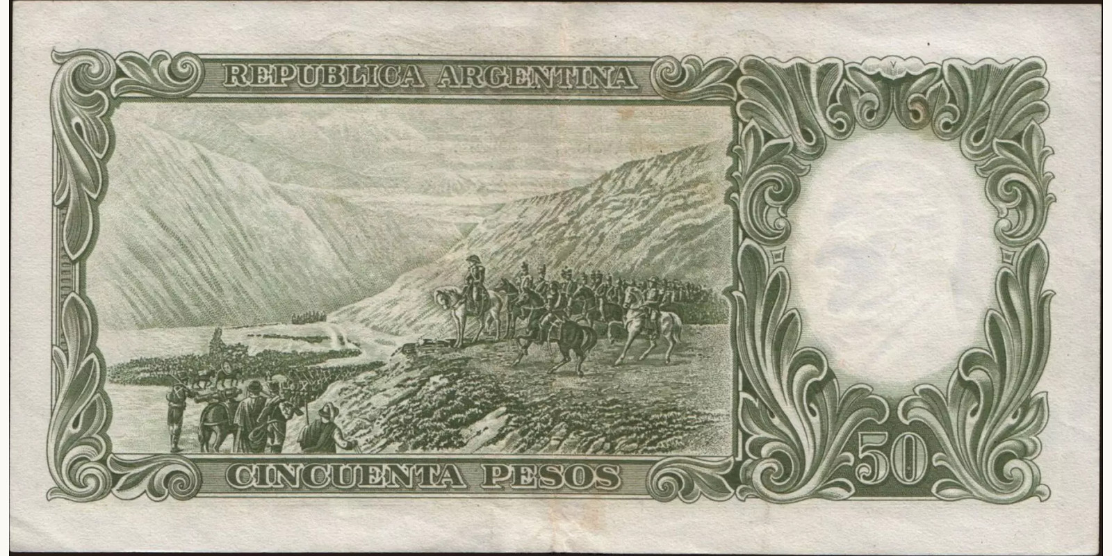 50 pesos Argentina 1955 — Back side