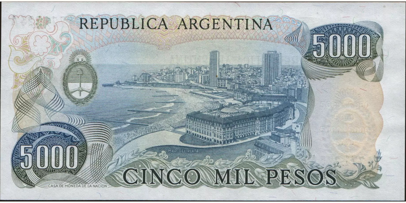 5000 pesos Аргентина 1977 — Оборотная сторона