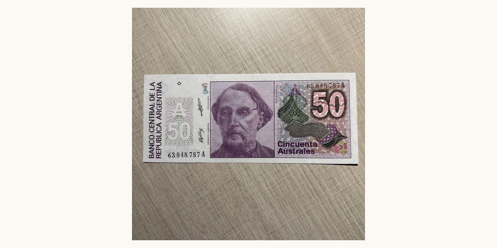 50 australes Аргентина 1989 — Лицевая сторона
