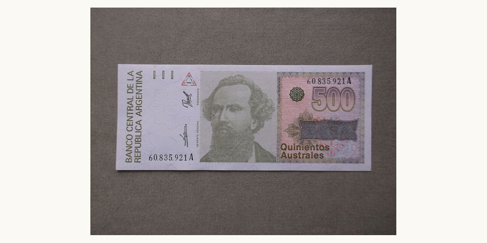 500 australes Argentina 1990 — Front side