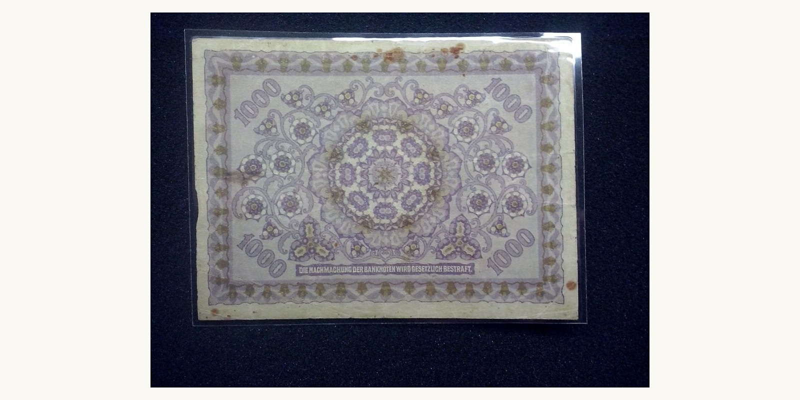 1000 krone Austria 1922 — Back side