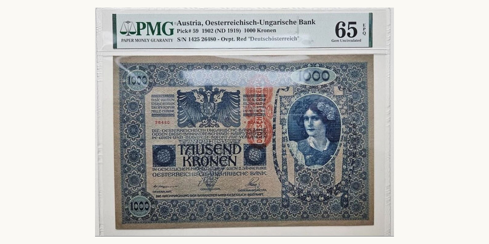 1000 kroon Austria 1902 — Front side