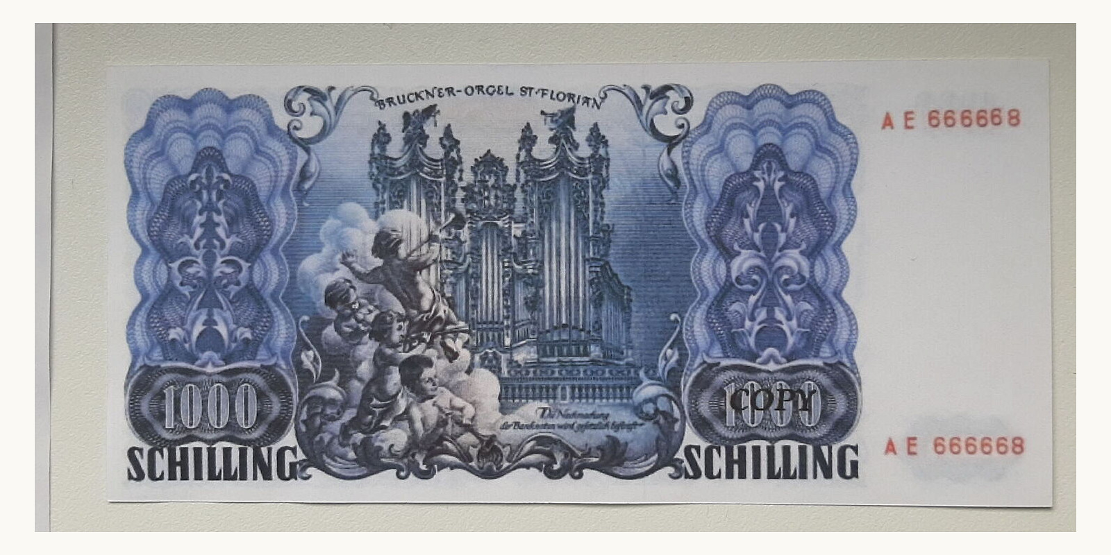 1000 schillings Austria 1954 — Back side