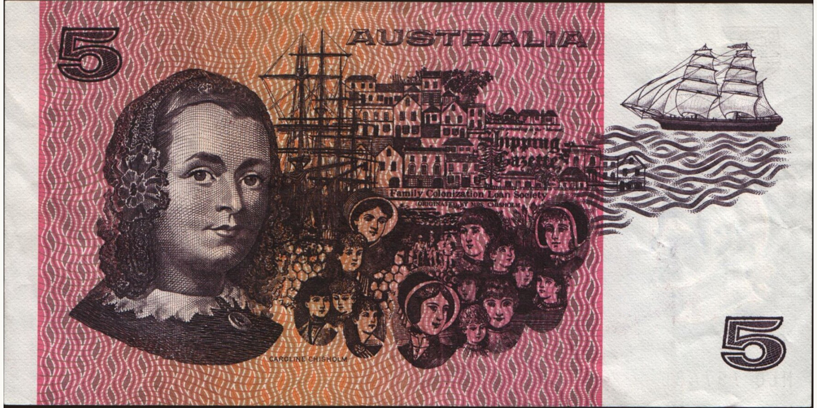 5 dollars Australia 1974 — Back side