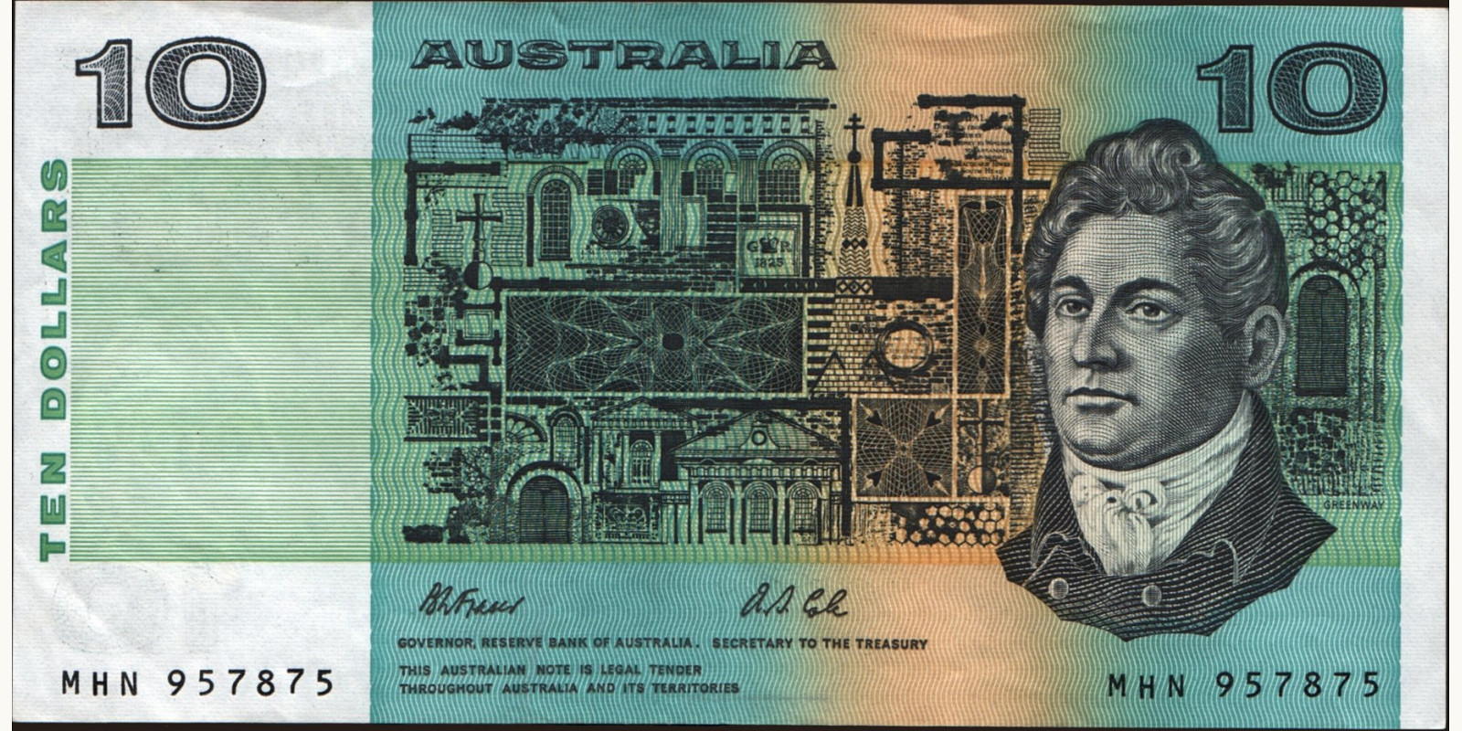 10 dollars Австралия 1991 — Лицевая сторона