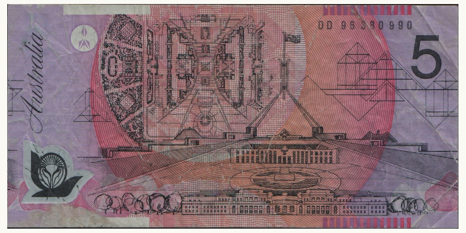 5 dollars Australia 1996 — Back side