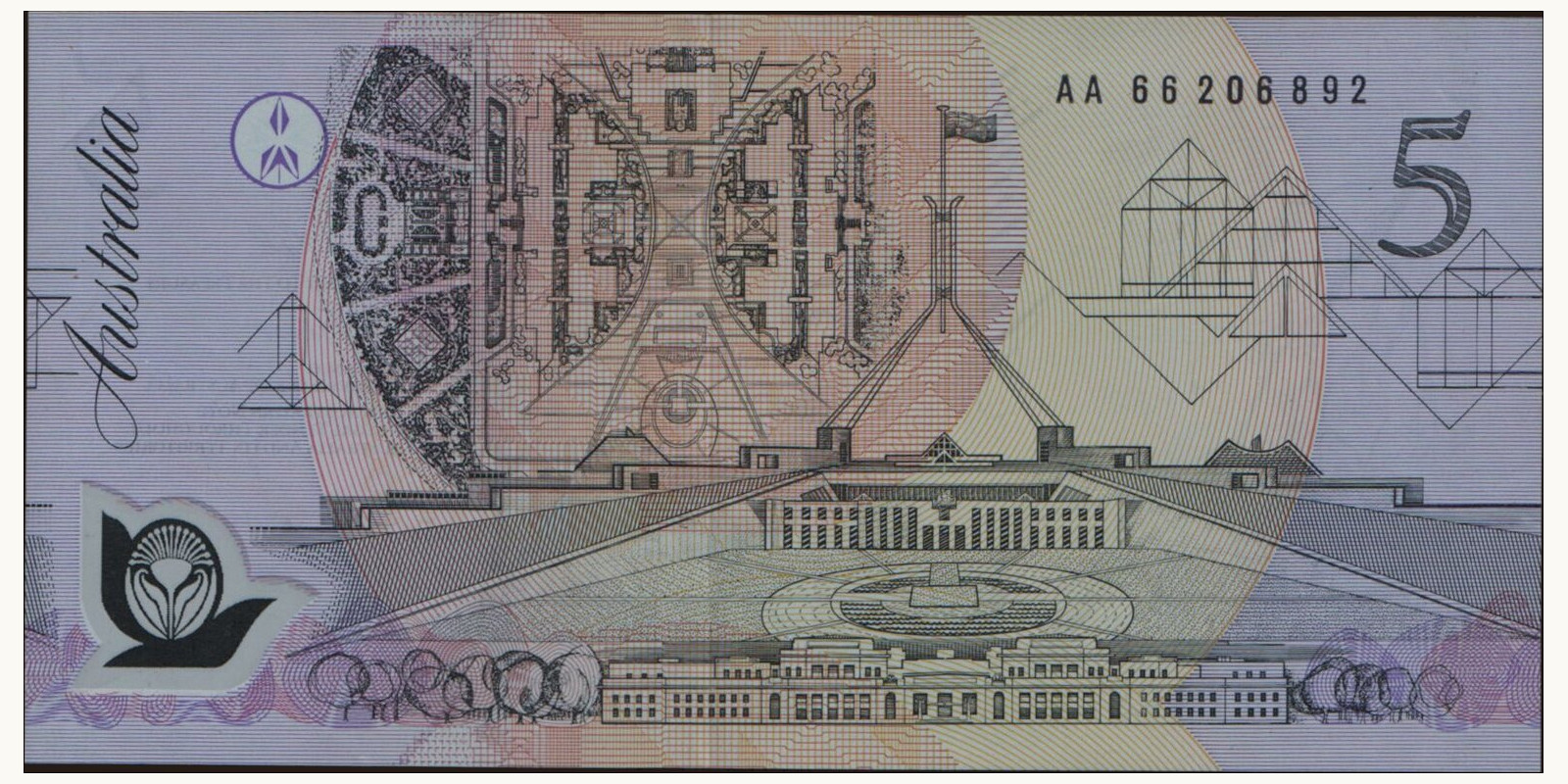 5 dollars Австралия 1992 — Оборотная сторона