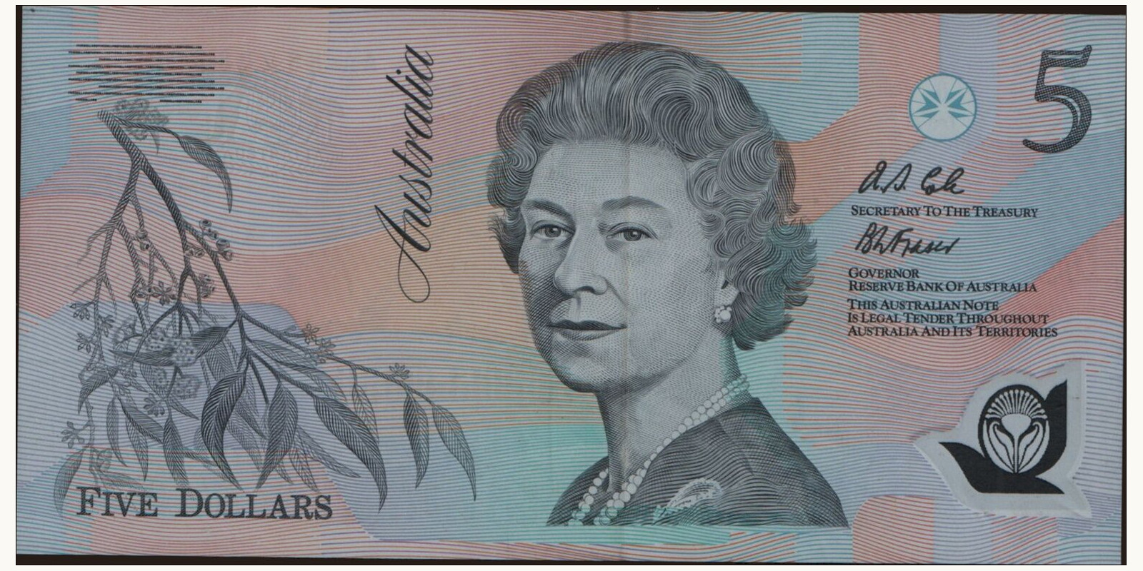 5 dollars Австралия 1992 — Лицевая сторона