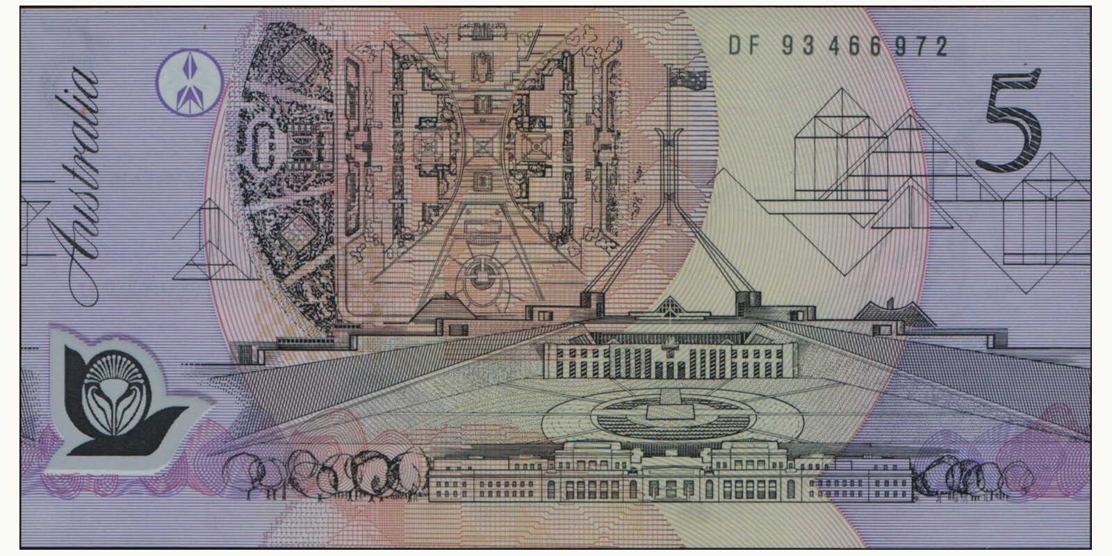 5 dollars Australia 1993 — Back side