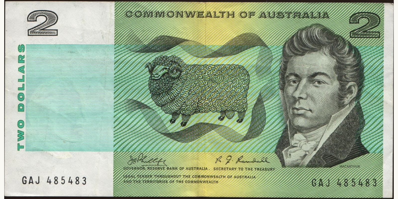 2 dollars Australia 1968 — Front side