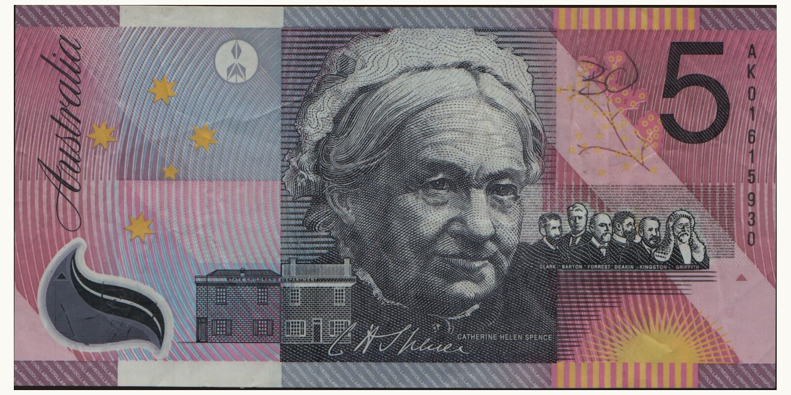 5 dollars Австралия 2001 — Оборотная сторона