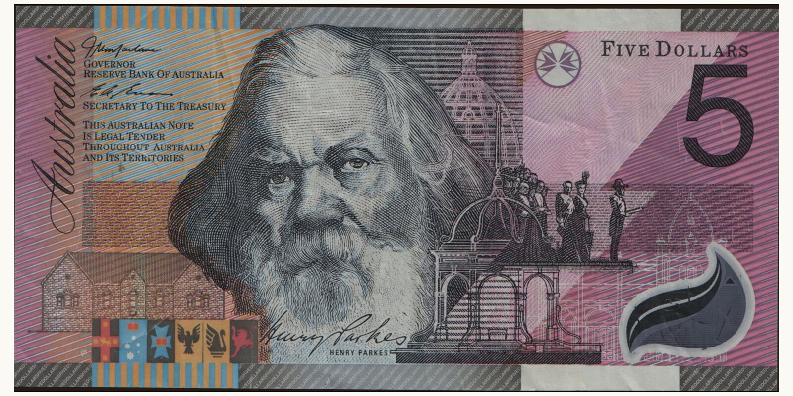 5 dollars Австралия 2001 — Лицевая сторона