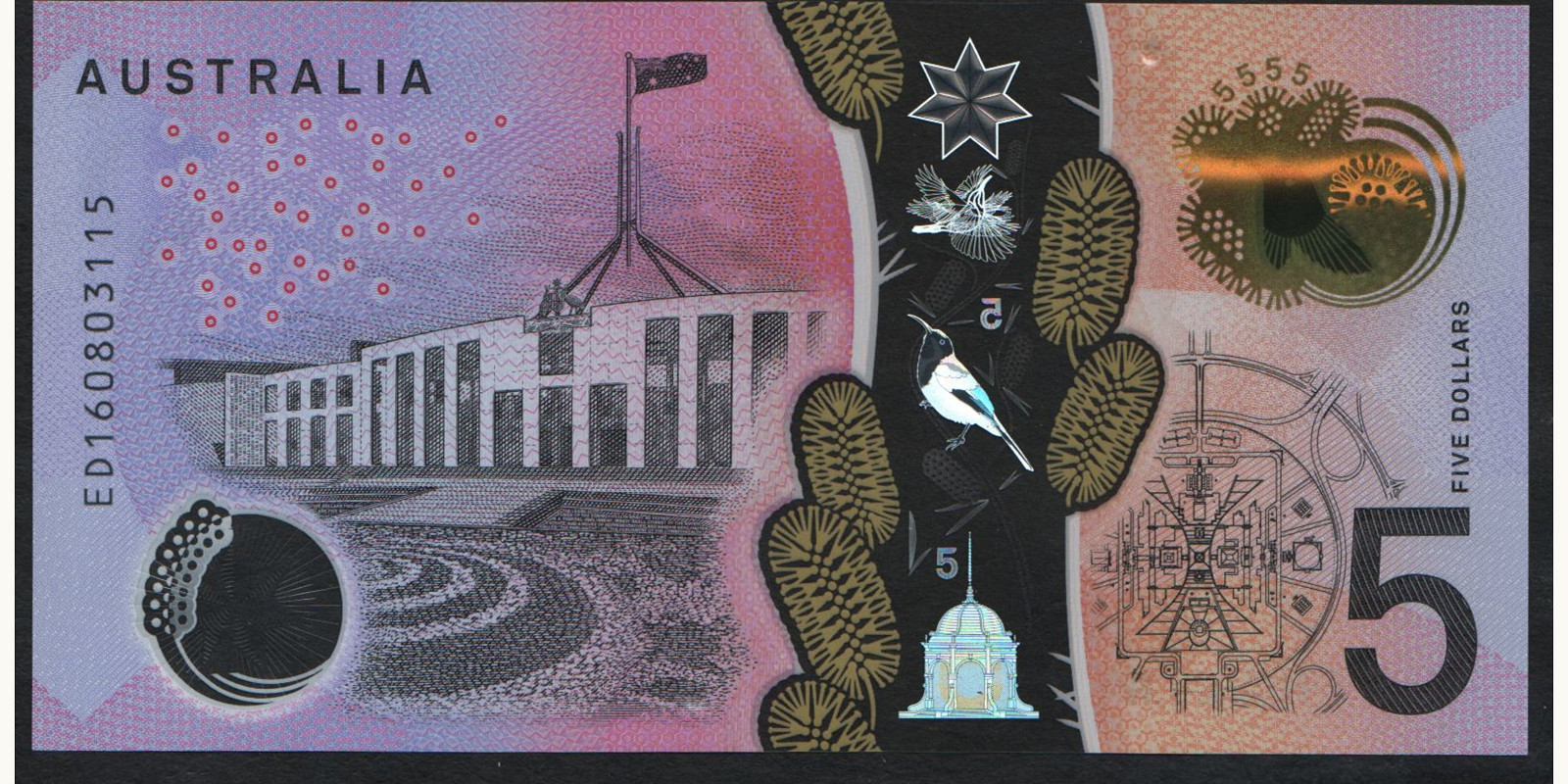 5 dollars Australia 2016 — Back side