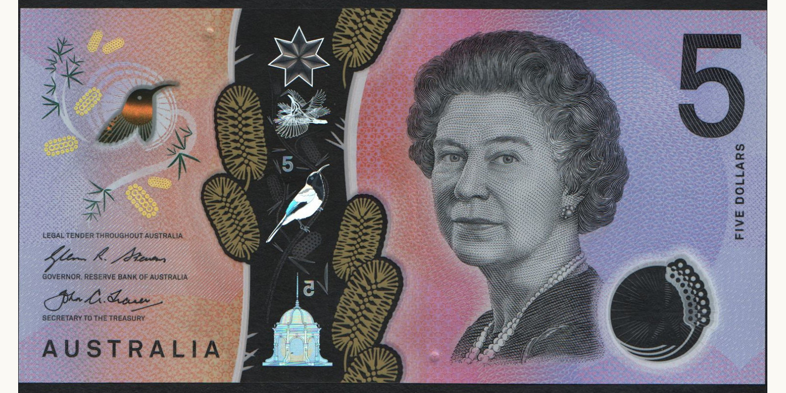 5 dollars Australia 2016 — Front side