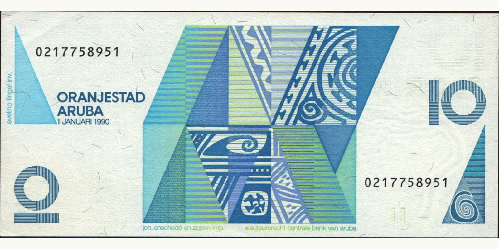 10 florin Aruba 1990 — Back side