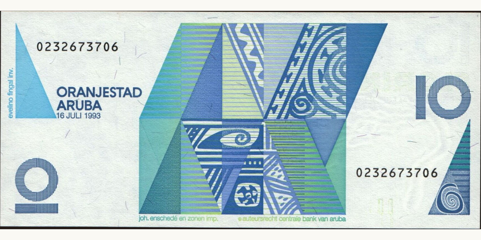 10 florin Aruba 1993 — Back side
