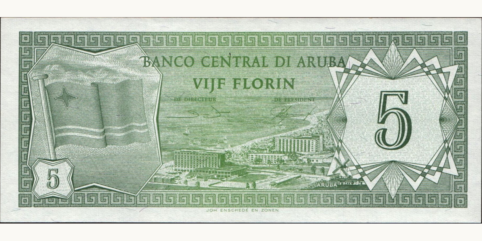 5 florin Аруба 1986 — Оборотная сторона