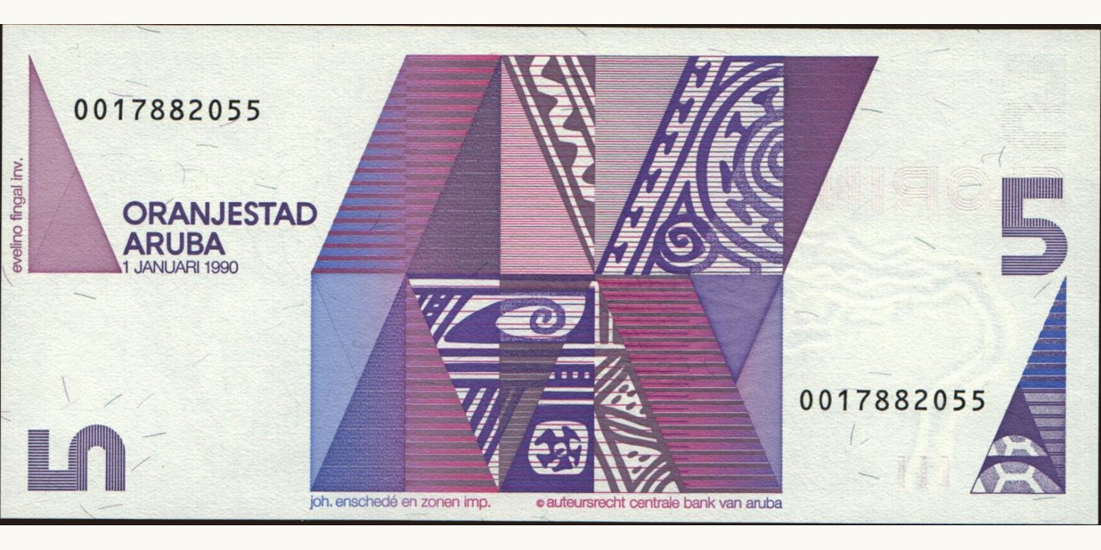 5 florin Аруба 1990 — Оборотная сторона