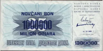 1000000 dinars 1993
