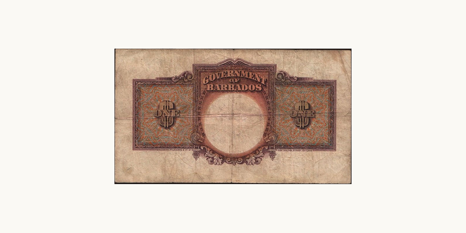 1 dollars Барбадос 1949 — Оборотная сторона