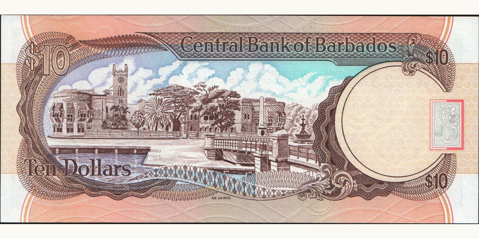 10 dollars Барбадос 2000 — Оборотная сторона