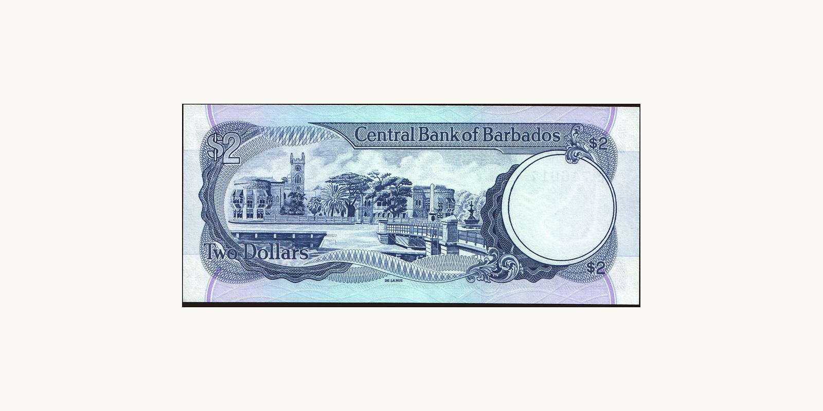 2 dollars Барбадос 1986 — Оборотная сторона