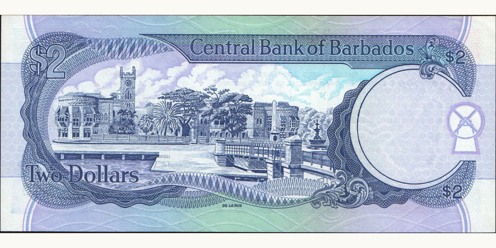 2 dollars Барбадос 1995 — Оборотная сторона