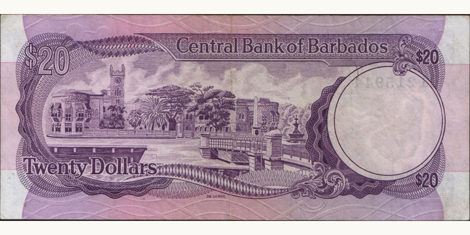 20 dollars Барбадос 1973 — Оборотная сторона