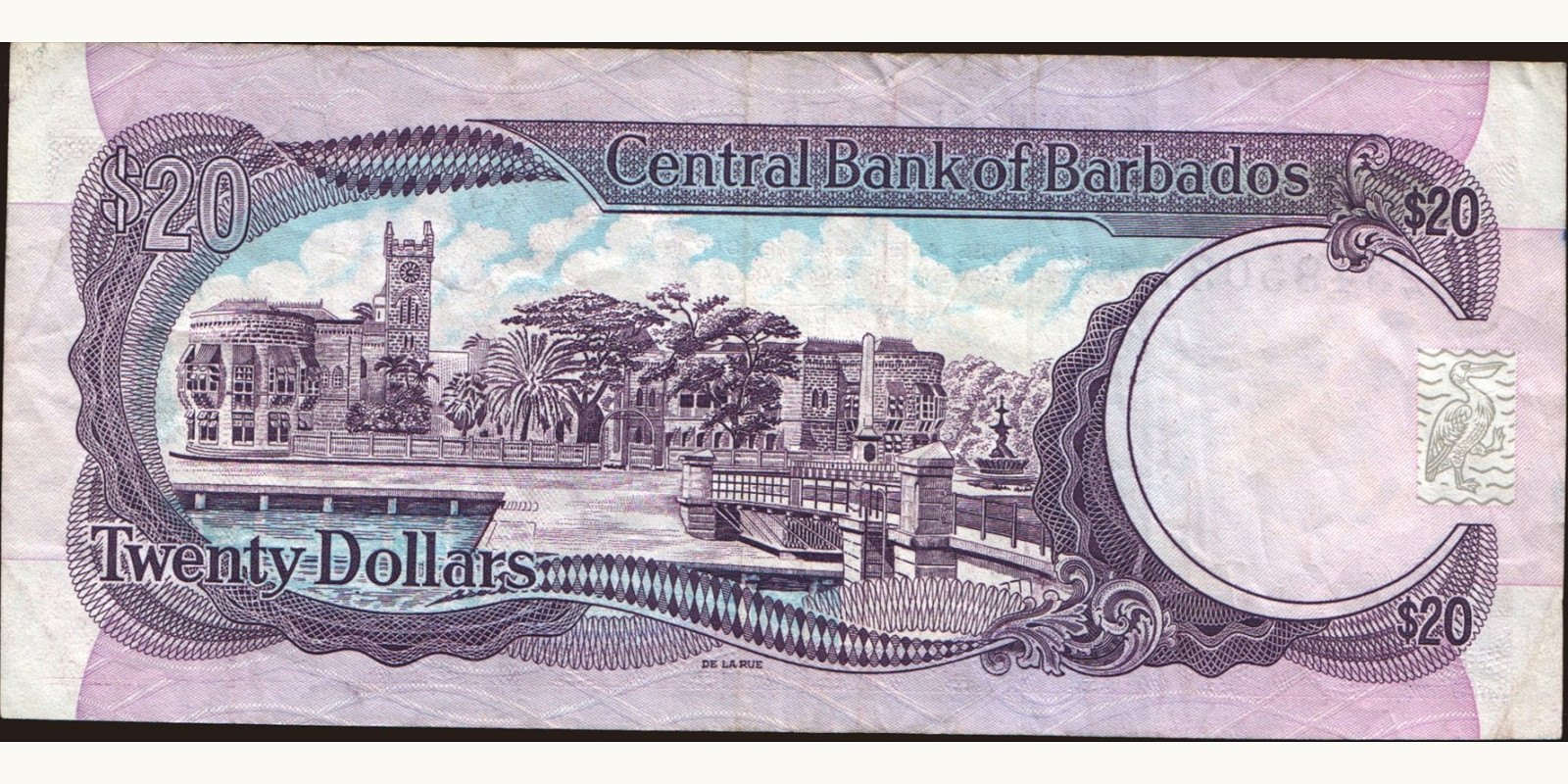 20 dollars Barbados 1988 — Back side