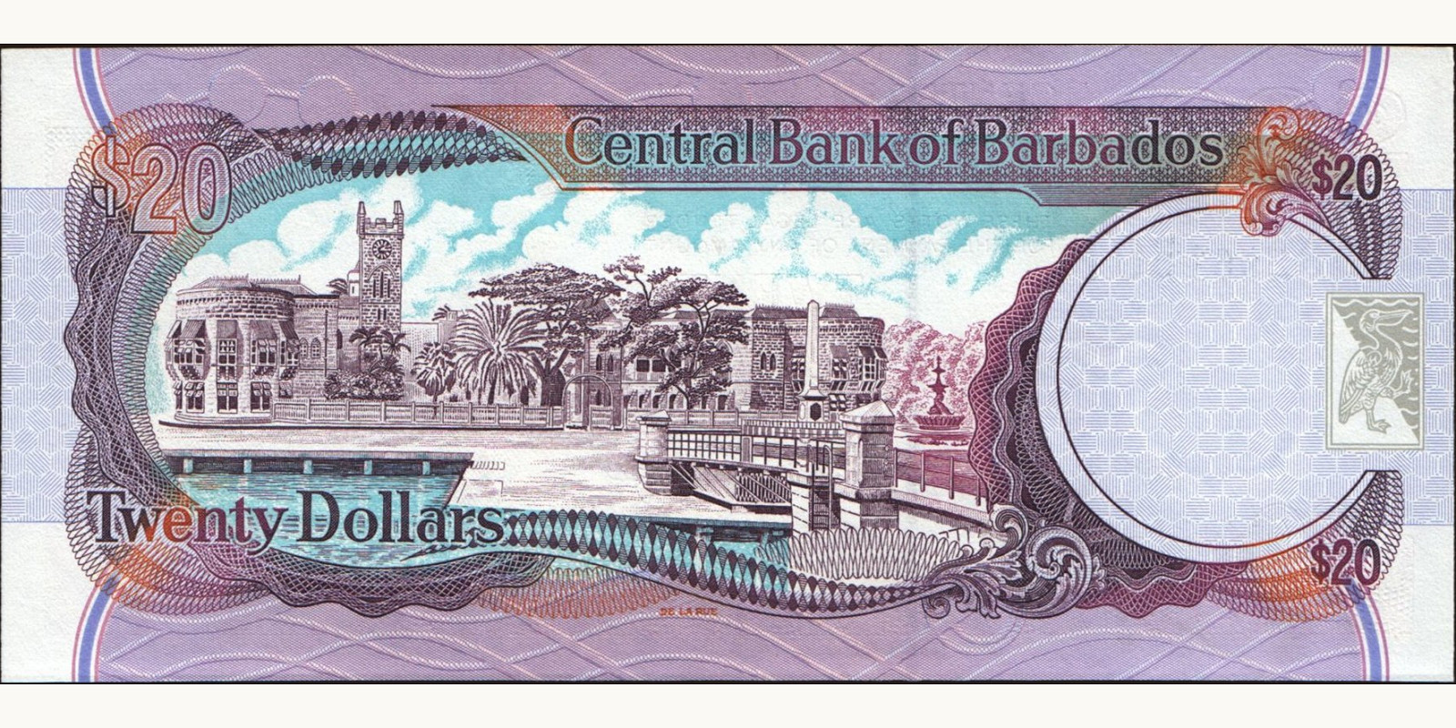 20 dollars Барбадос 1997 — Оборотная сторона