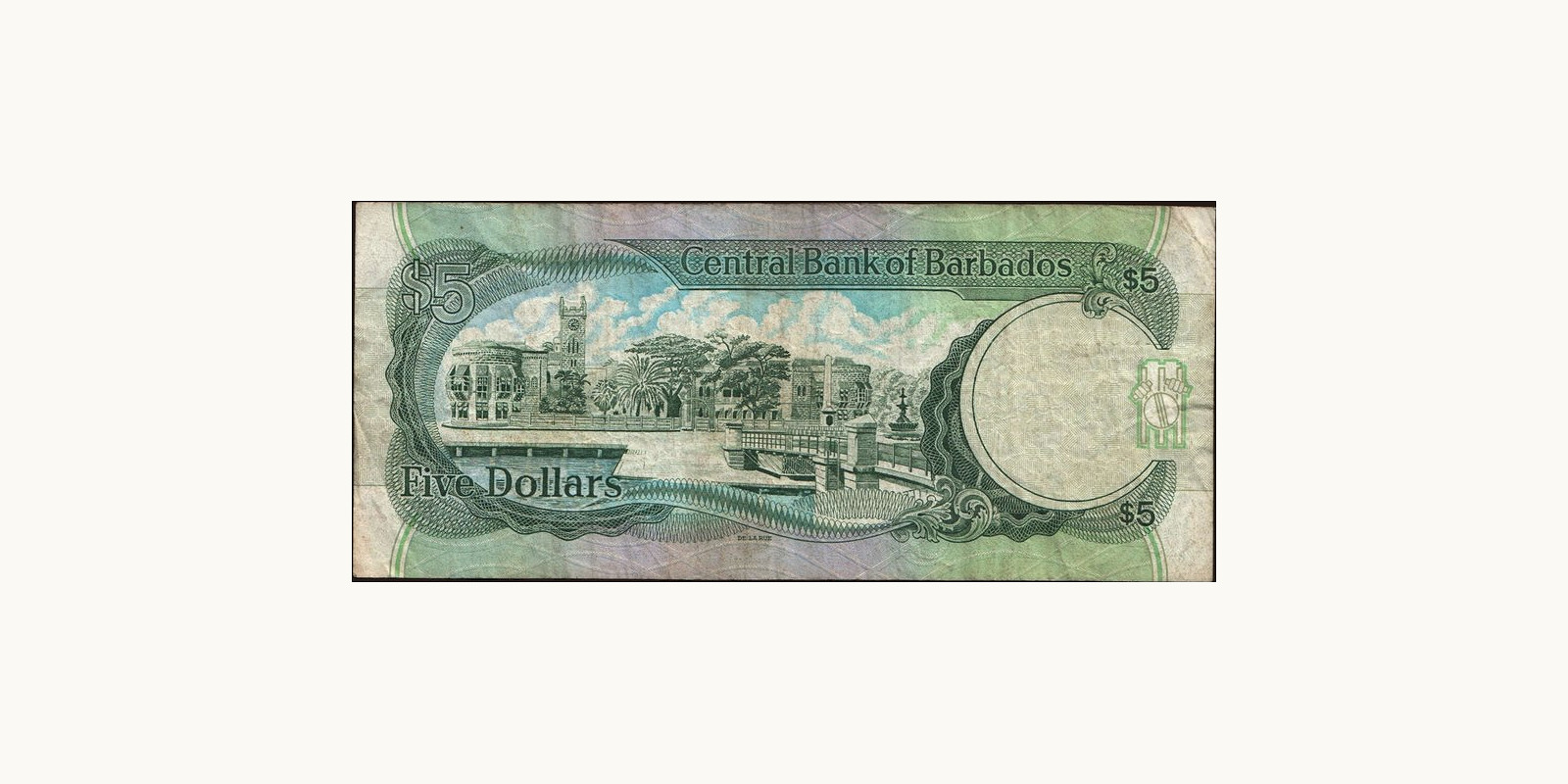 5 dollars Барбадос 1996 — Оборотная сторона