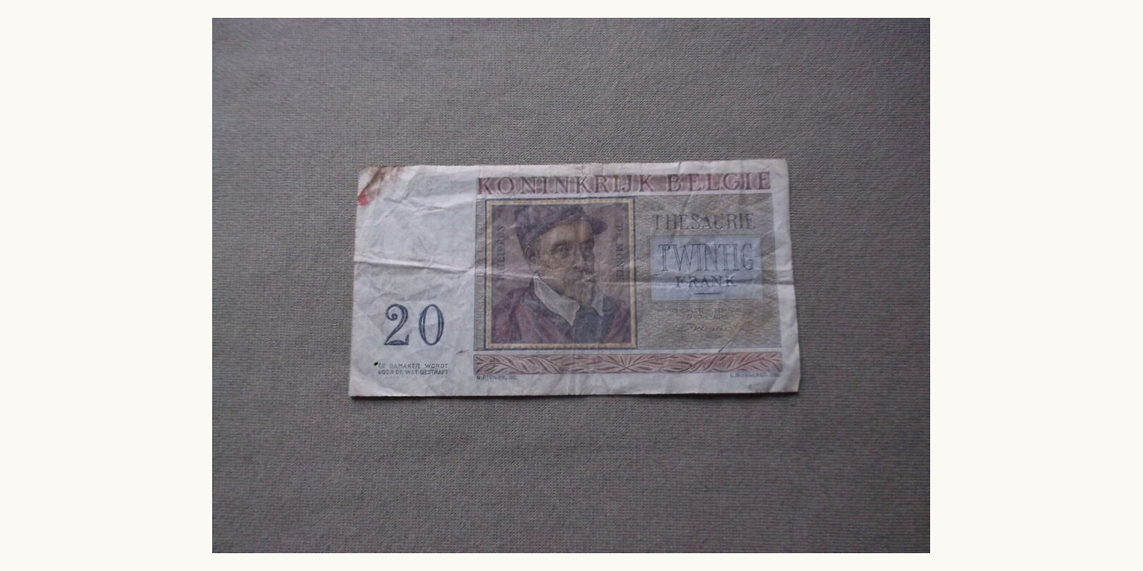 20 franc Belgium 1956 — Back side