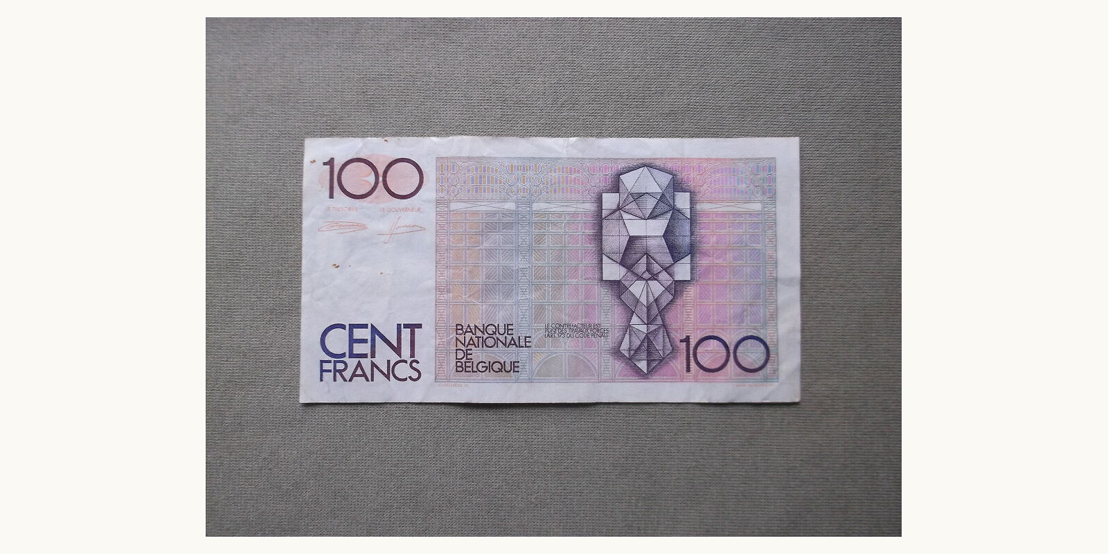 100 franc Belgium 1983 — Back side