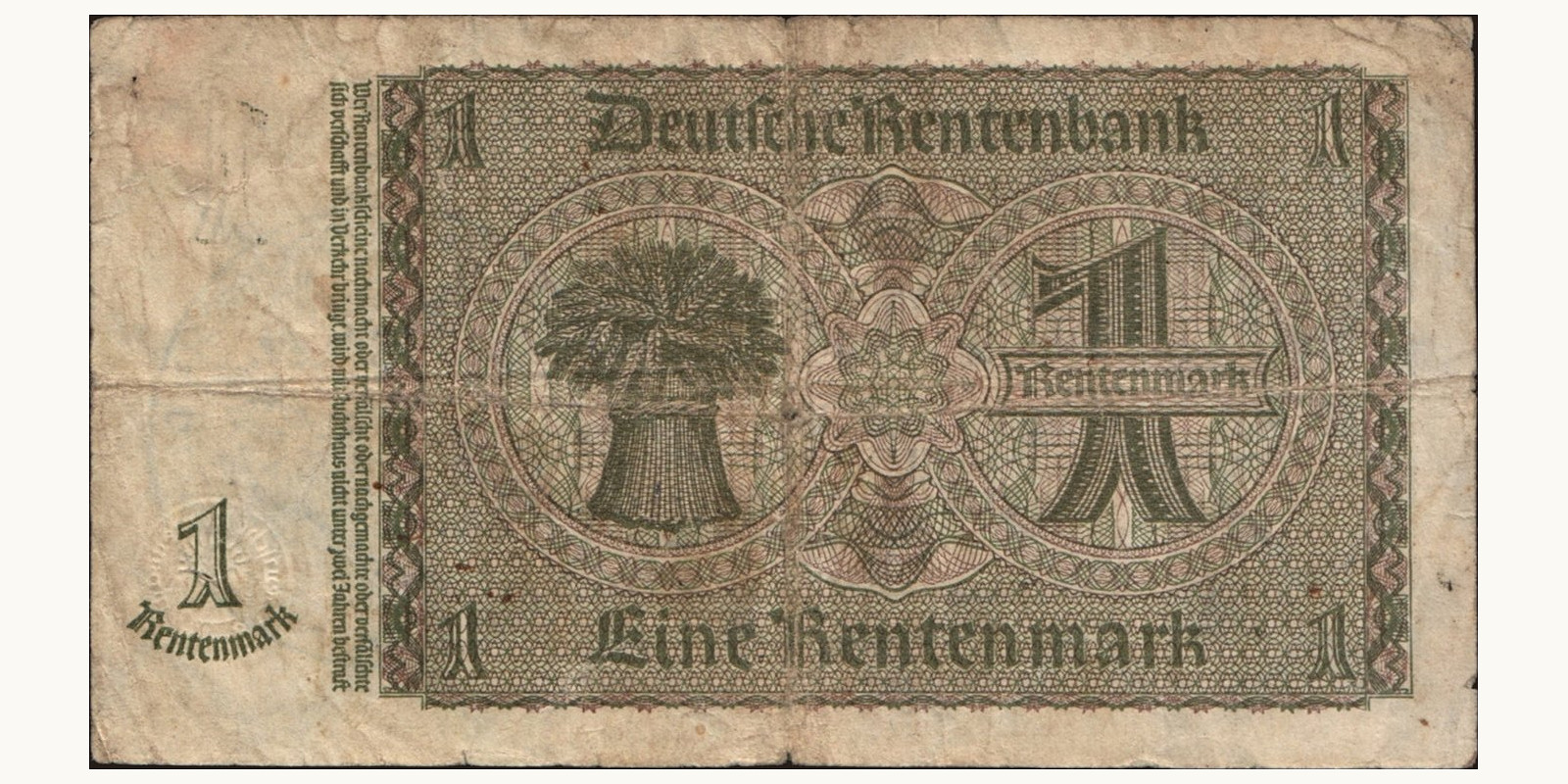 1 mark Belgium 1937 — Back side